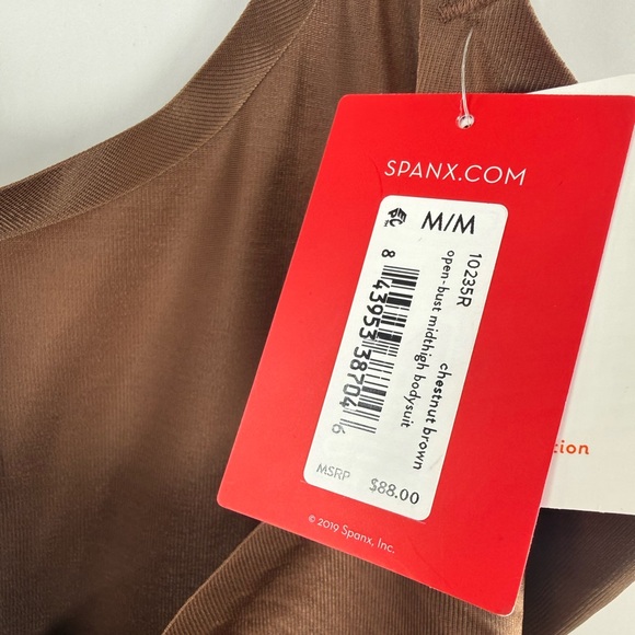 NWT Spanx Chestnut M SPANXshape Invisible Open-Bust Mid-Thigh Bodysuit - Picture 12 of 12